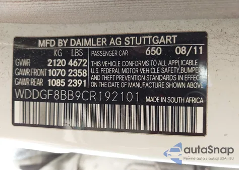 2012 Mercedes-Benz C 300 from USA, damaged, VIN WDDGF8BB9CR192101